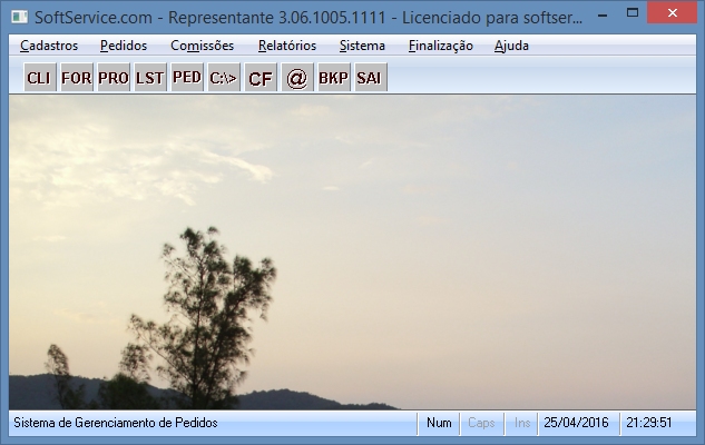Tela de abertura do programa